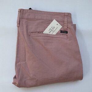 Guess Men’s Duke Twill Chino Pink Pants Slim Tapered Size 32